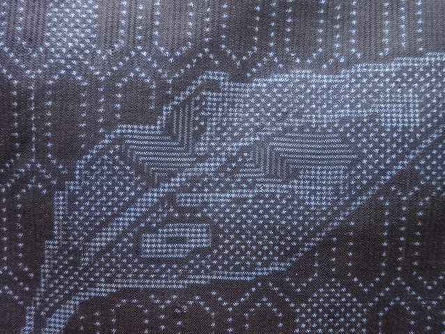 JAPANESE KIMONO / ANTIQUE KIMONO / SILK / DORO OSHIMA TSUMUGI / WOVEN LEAVES / 5MARUKI